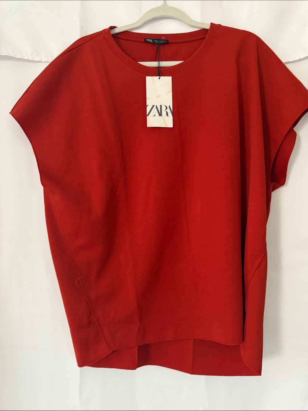 ZARA Women’s Burnt Red Cap-Sleeve Knit Top